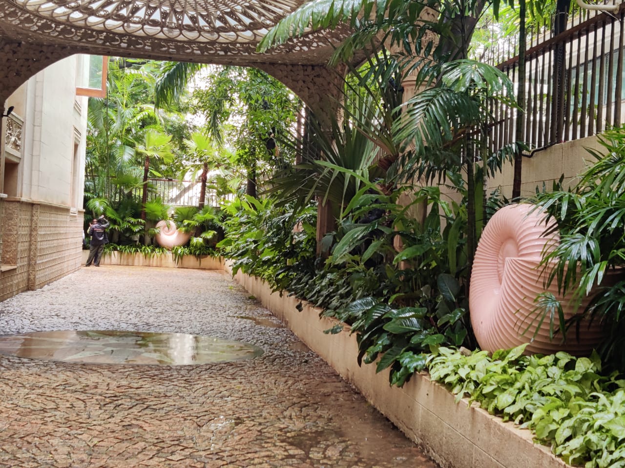 Elegant residential garden design at Mangal Aaditayan with landscape plantation features